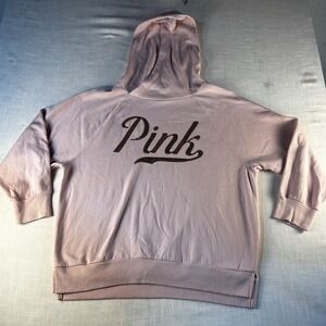 Victoria's Secret PINK Sweatshirt Women Hoodie Cowl Neck Sequins Logo Bling Sz L